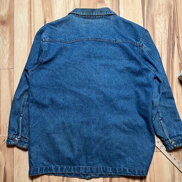 VINTAGE 90s Waco Denim Chore Jacket Size M Yoked Western Style Distressed - Picture 3 of 7